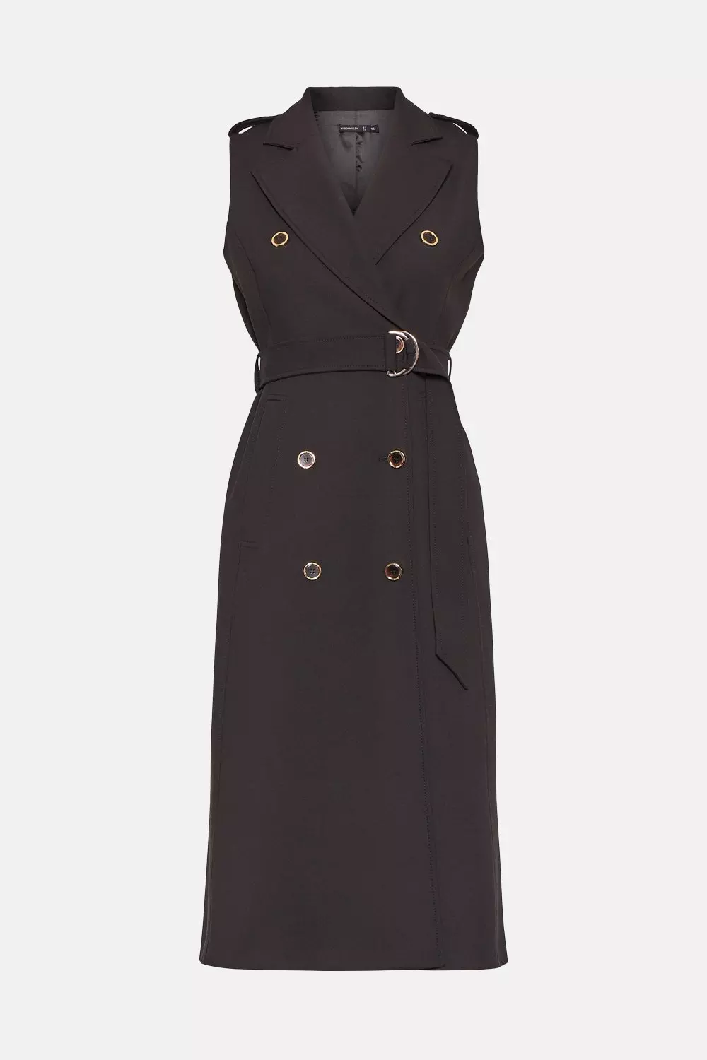 Black Compact Stretch Sleeveless Coat alternative image