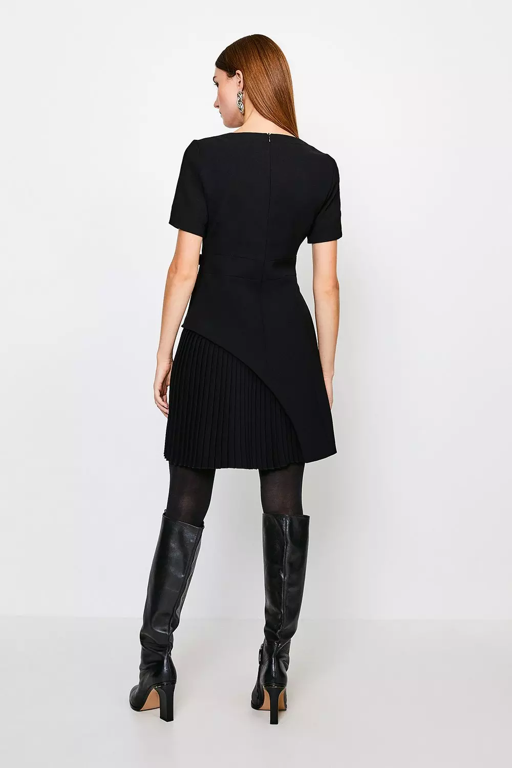 Tailored Military Pleat Short Sleeve Mini Dress | Karen Millen