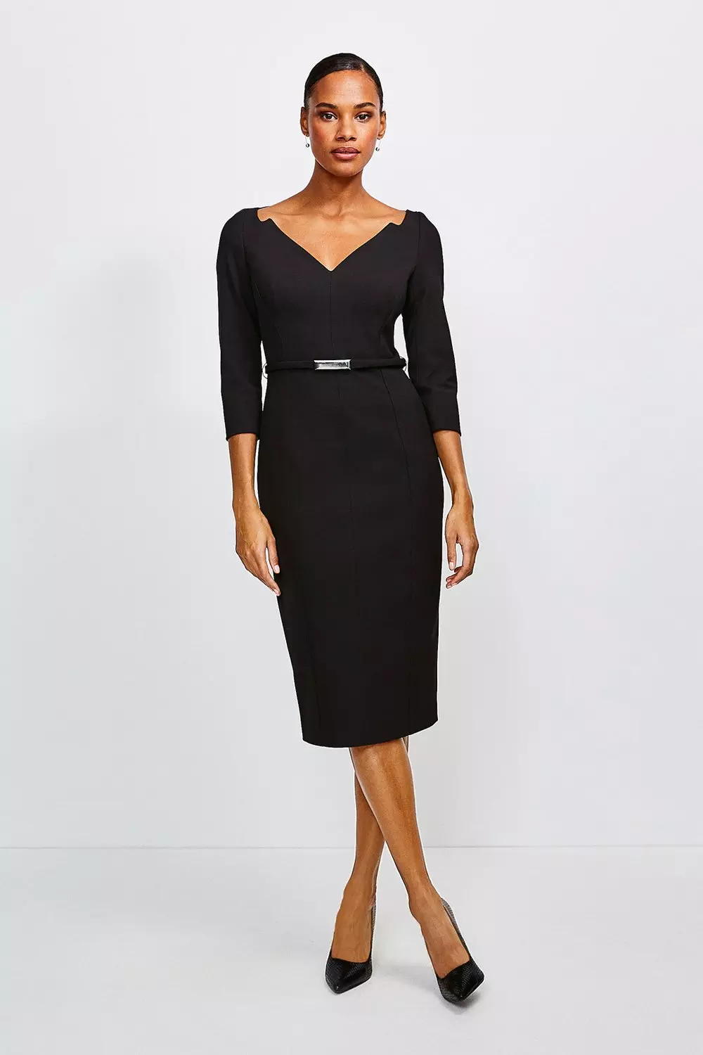 Black Forever Bar Belt Midi Dress alternative image