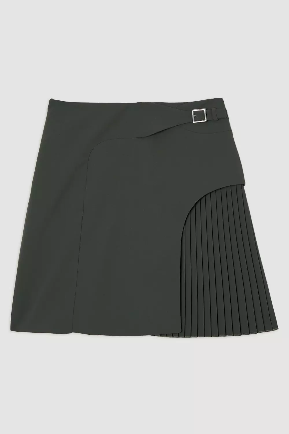 Tailored Buckle Detail Pleated Mini Skirt Karen Millen