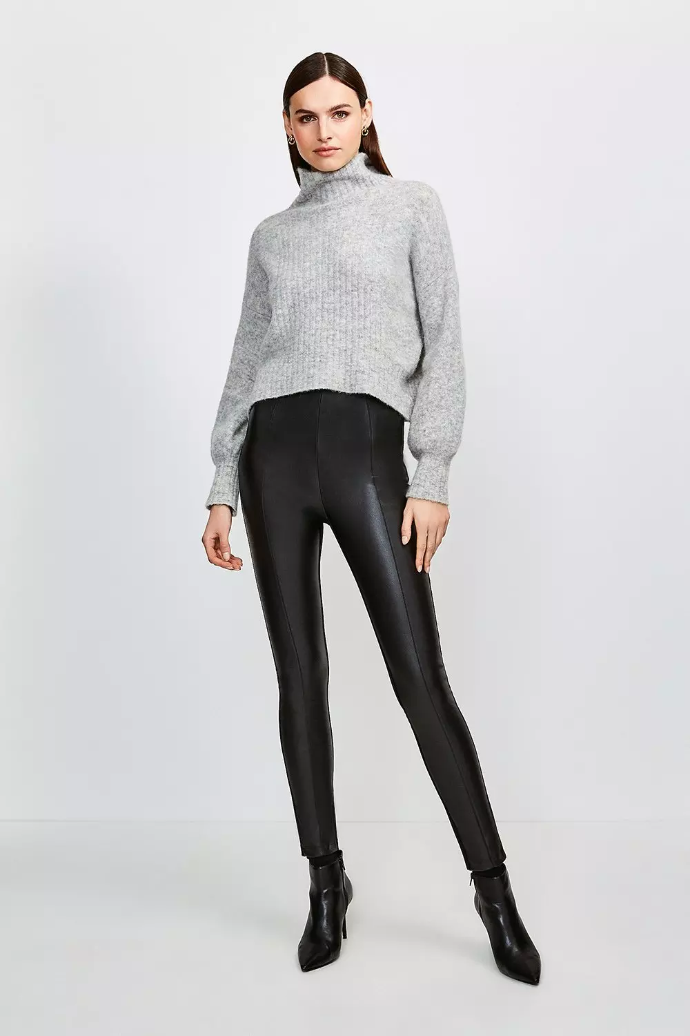 Faux Leather And Ponte Legging Karen Millen