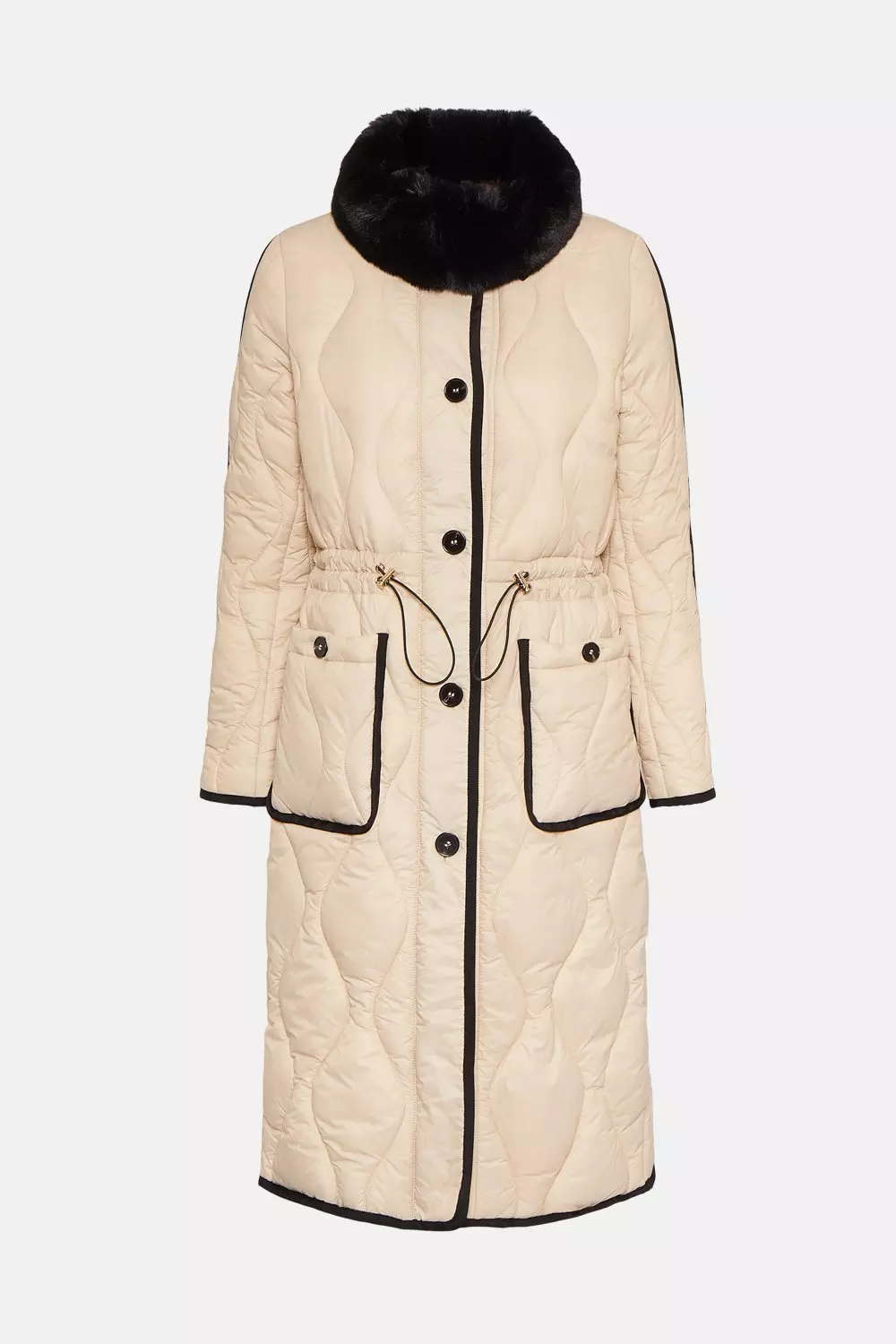 Faux Fur Collared Quilted Coat Karen Millen