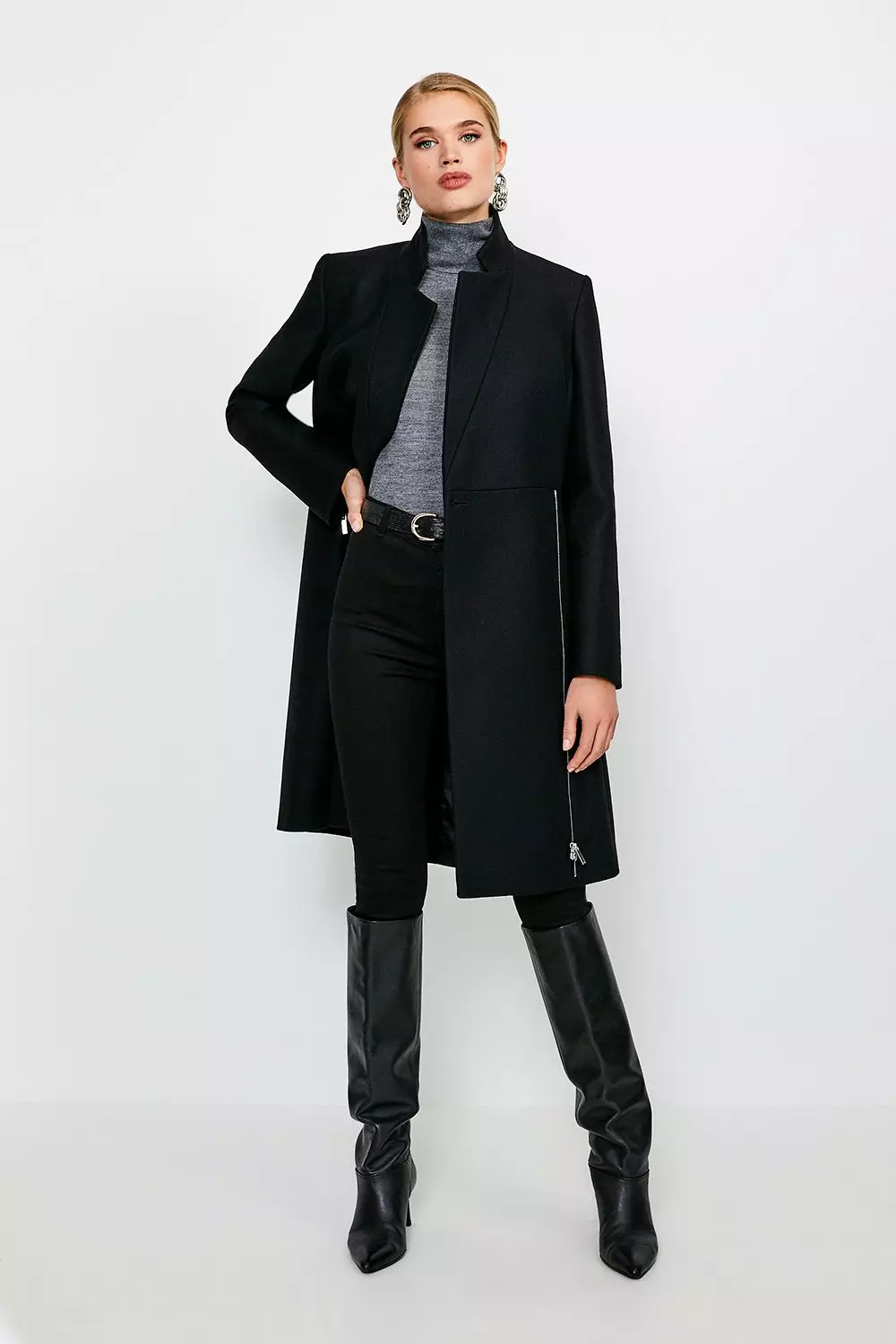 Black zip coat hotsell