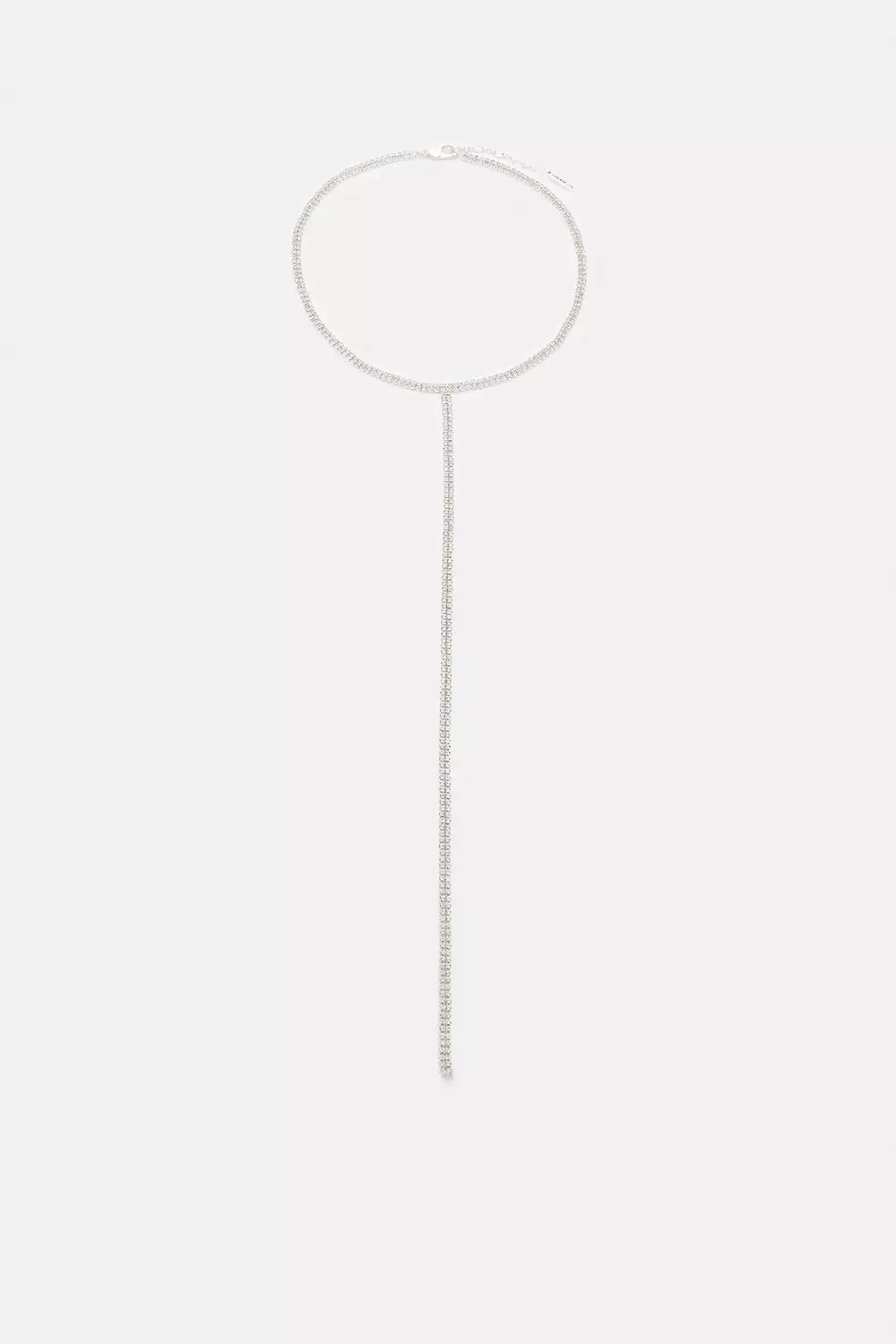 Silver Plated Diamante Drop Necklace | Karen Millen
