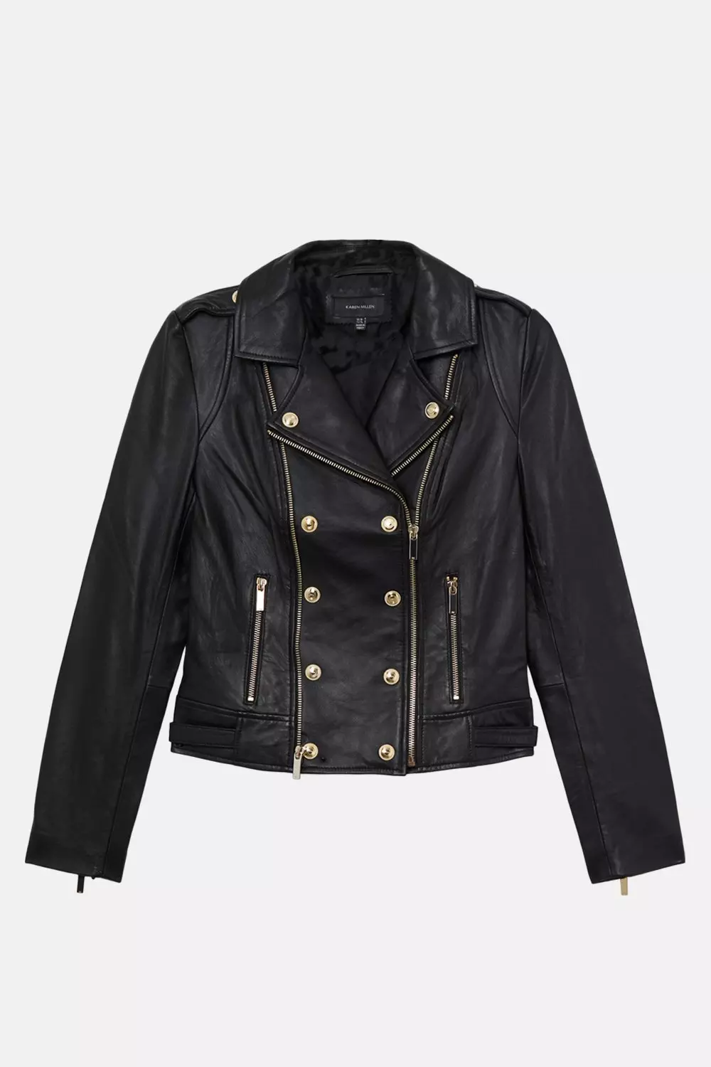 Karen millen black leather biker jacket hotsell