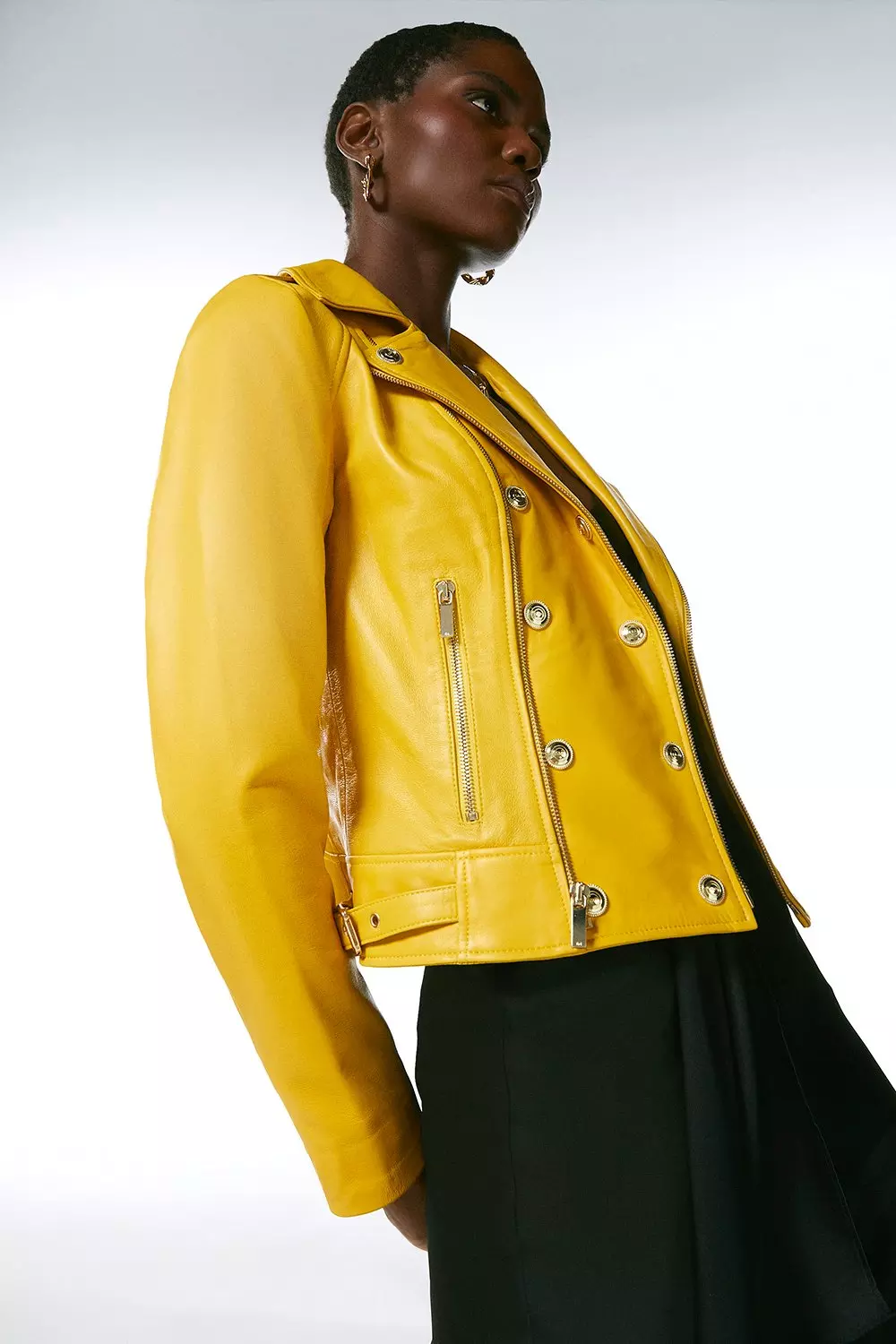 Mustard Military Leather Biker alternative image