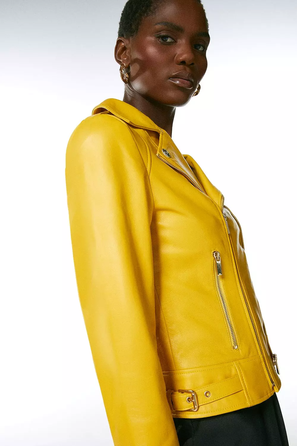 Mustard Military Leather Biker alternative image