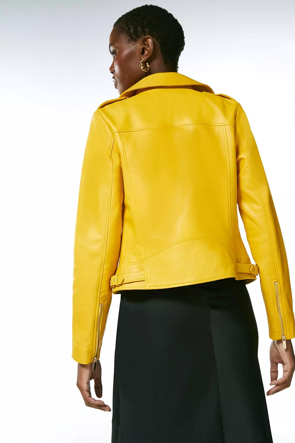 Mustard Military Leather Biker alternative image
