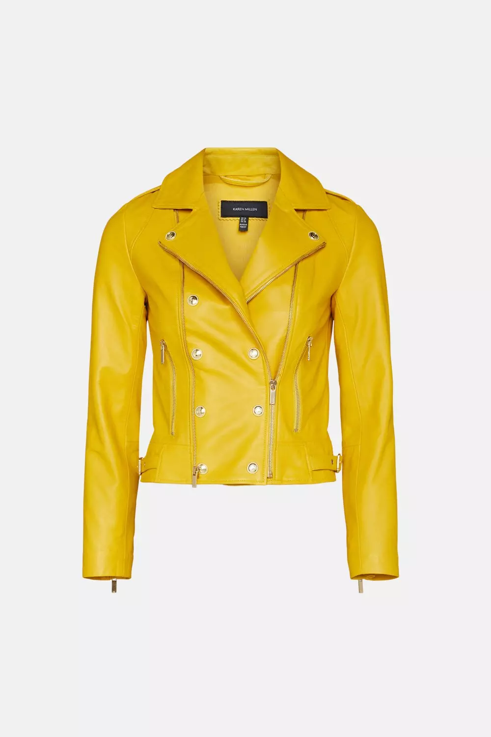 Mustard Military Leather Biker alternative image