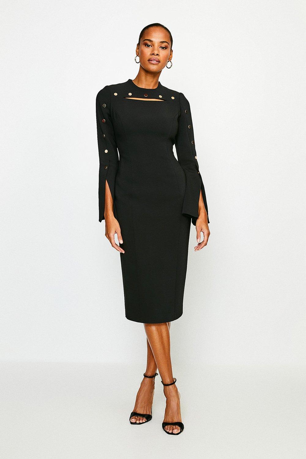 Karen millen black long sleeve dress hotsell