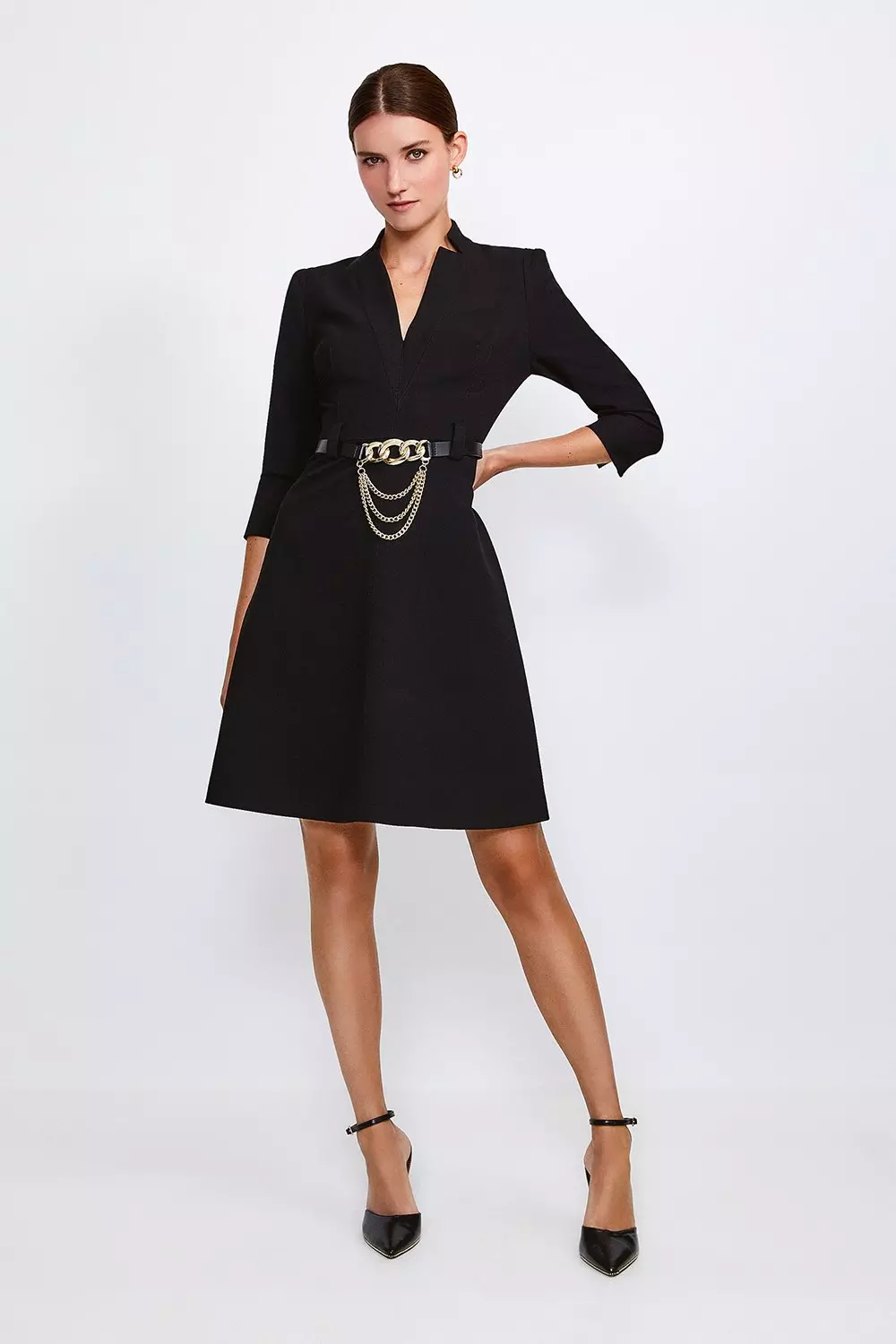 【Karen Millen】クレープ フォエーバー ベルト付プリーツフレア セーラーワイドフレアパンツ / GRACE CONTINENTAL | GRACE