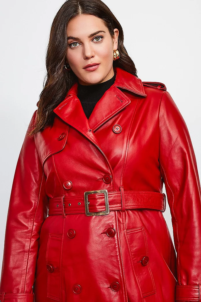Plus Size Leather Trench Coat | Karen Millen Plus Size Leather Trench Coat | Karen Millen