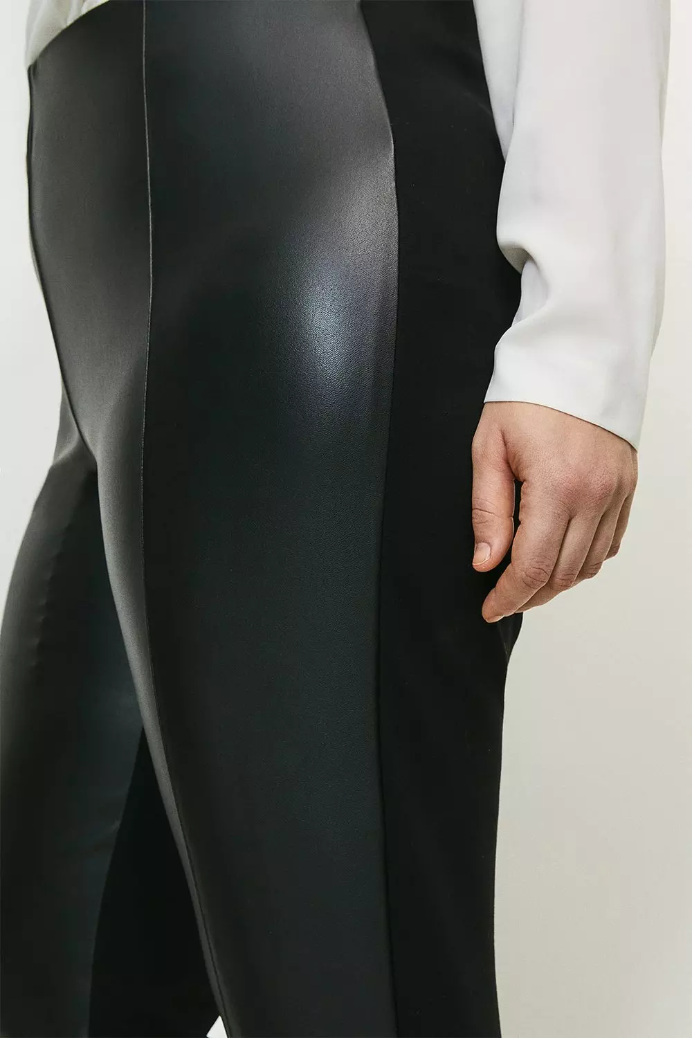 Plus size black faux leather pants best sale