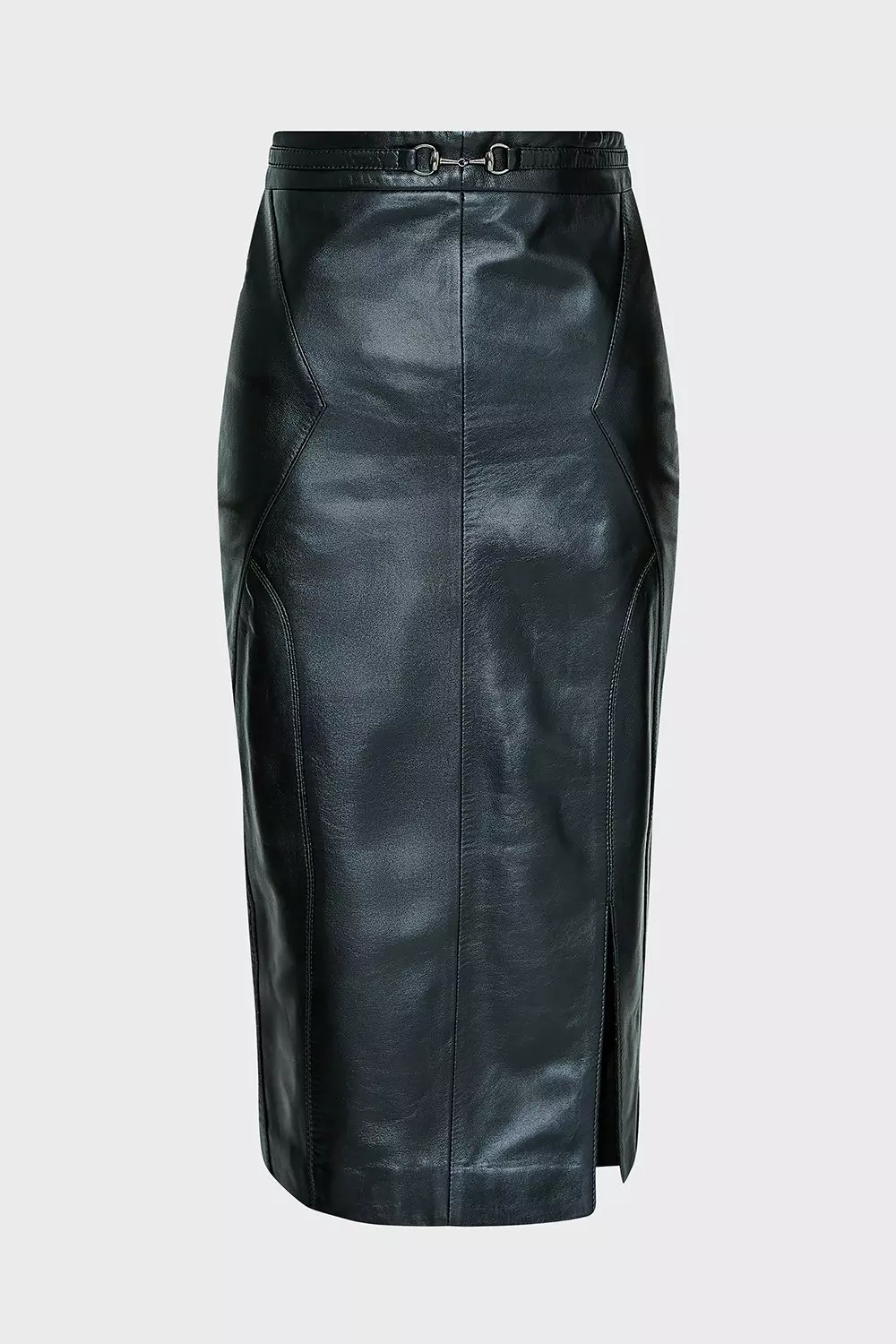 Leather Snaffle Trim Pencil Skirt Karen Millen