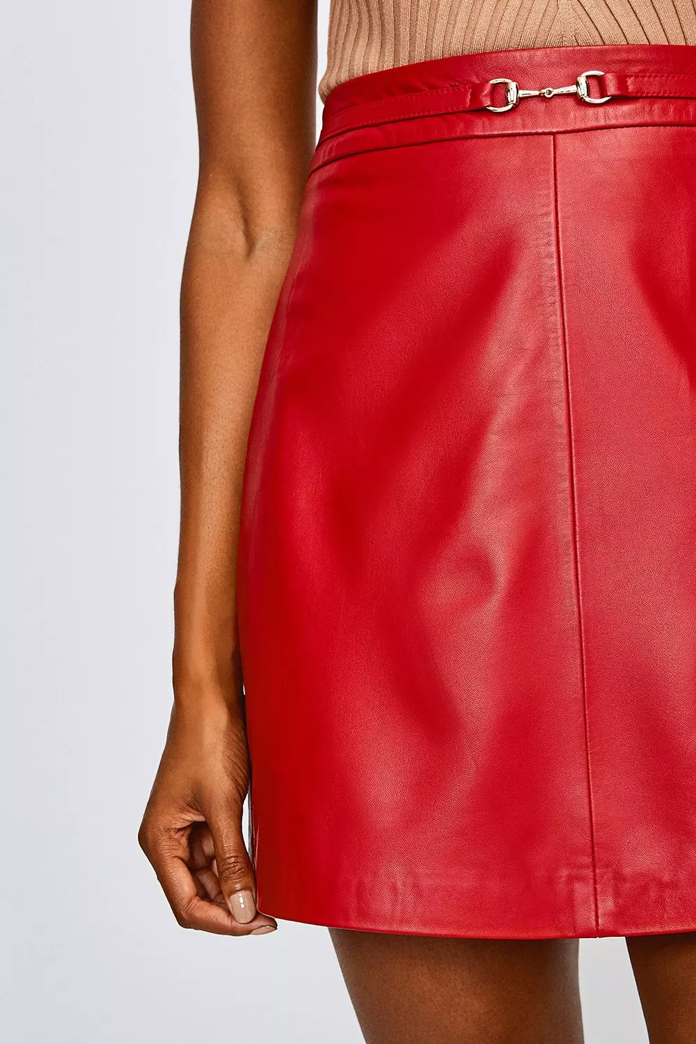 Karen millen burgundy leather skirt sale