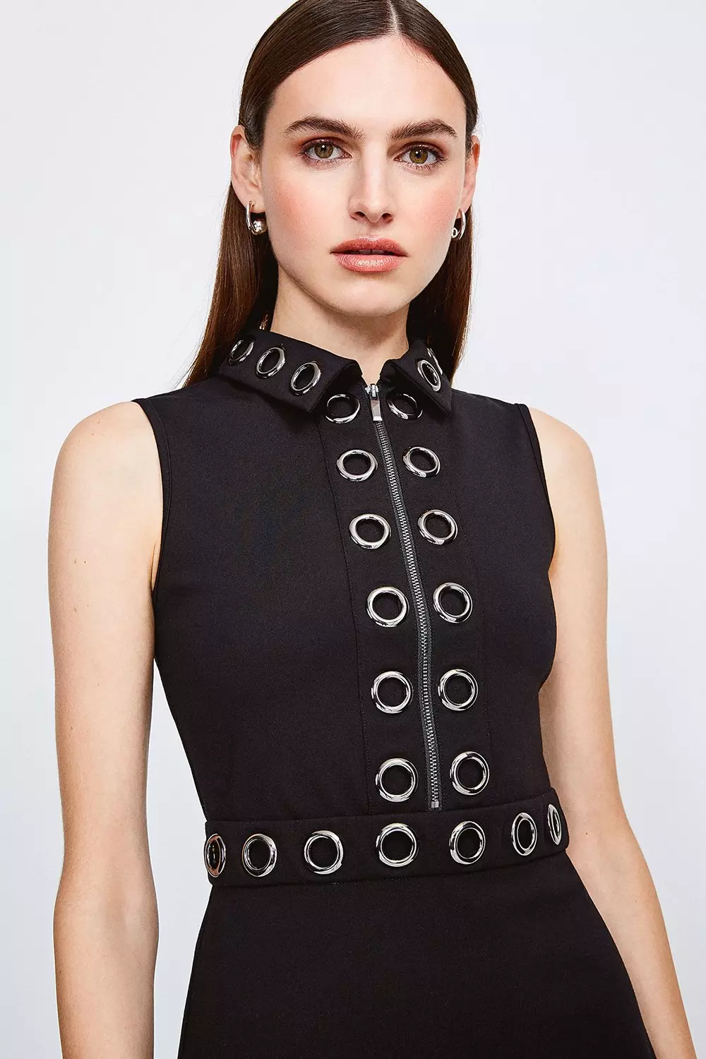 Collared Eyelet Ponte Dress Karen Millen