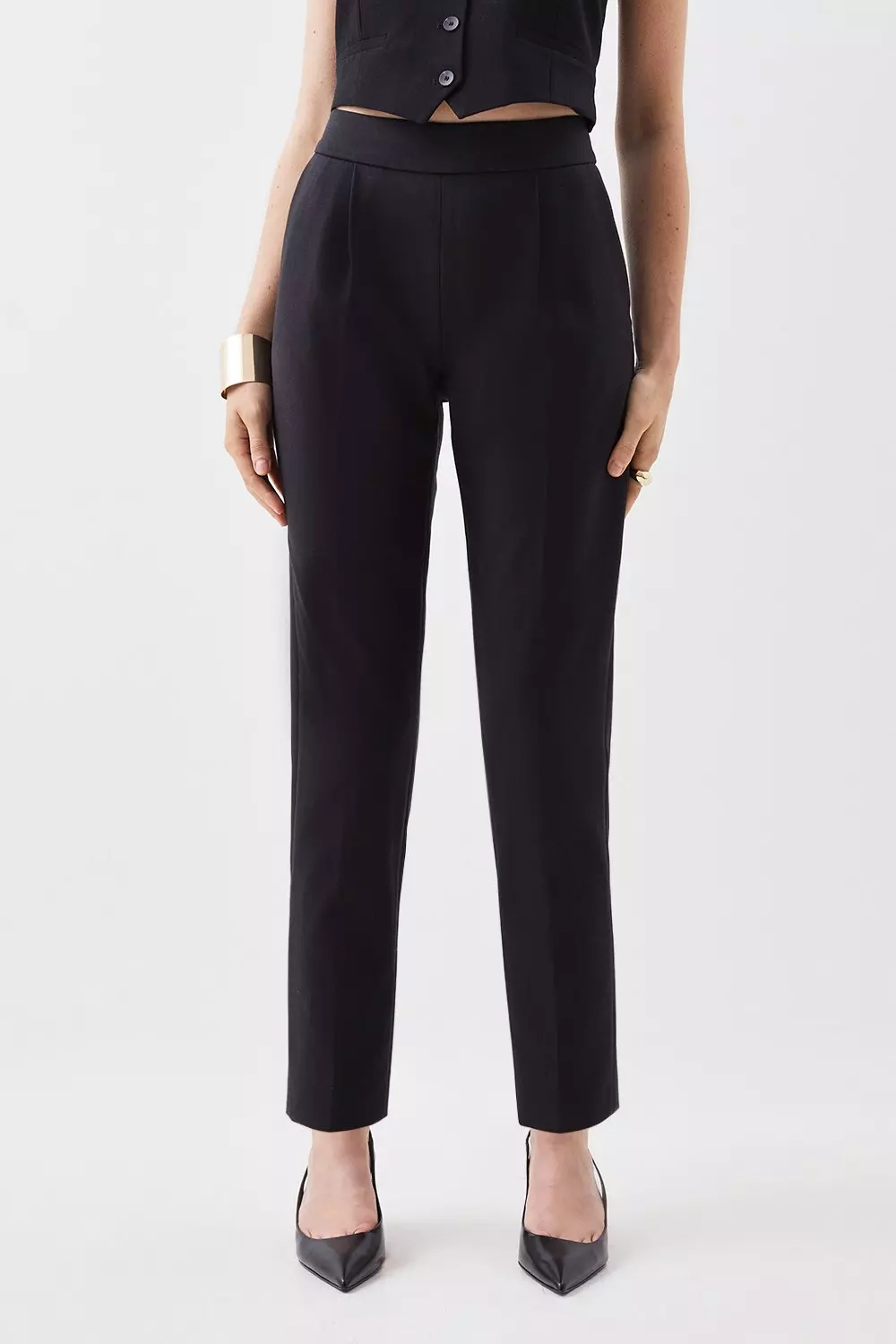 High waisted black stretch pants best sale