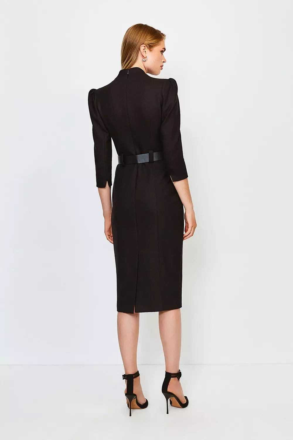 【KAREN MILLEN】サテンテーラードシームディテールミディドレス Forever Midi Dress | Karen Millen