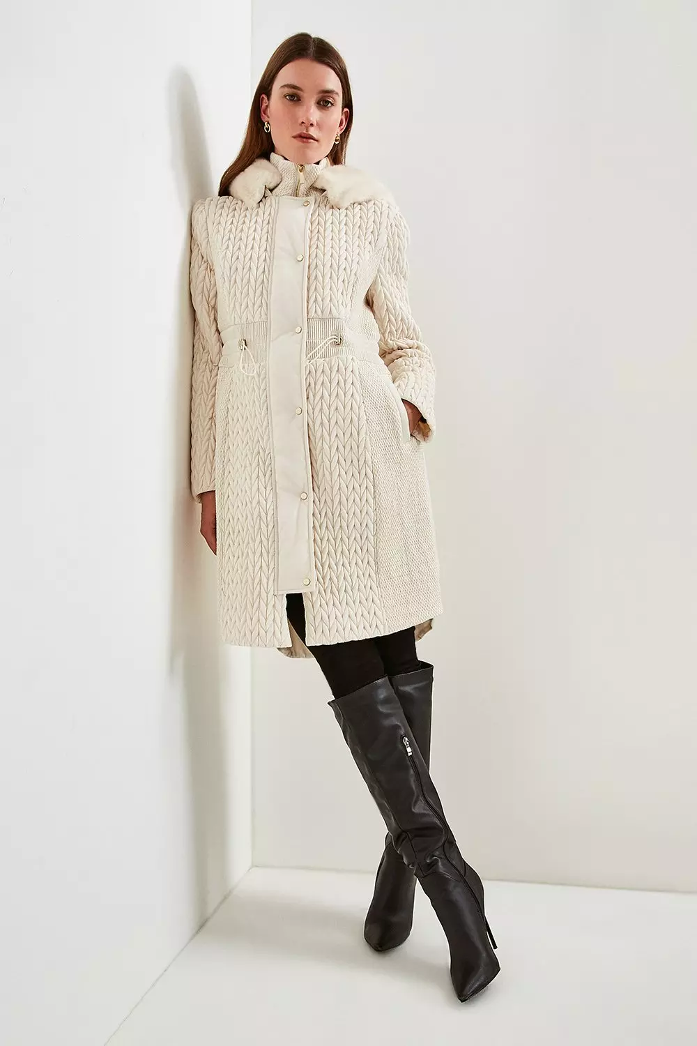 Quilted coat with fur lined hood online