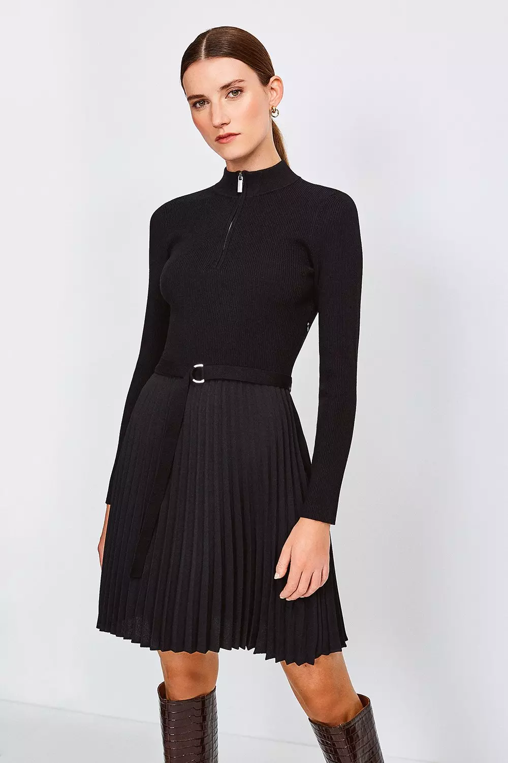 Knit pleated skirt dress hotsell