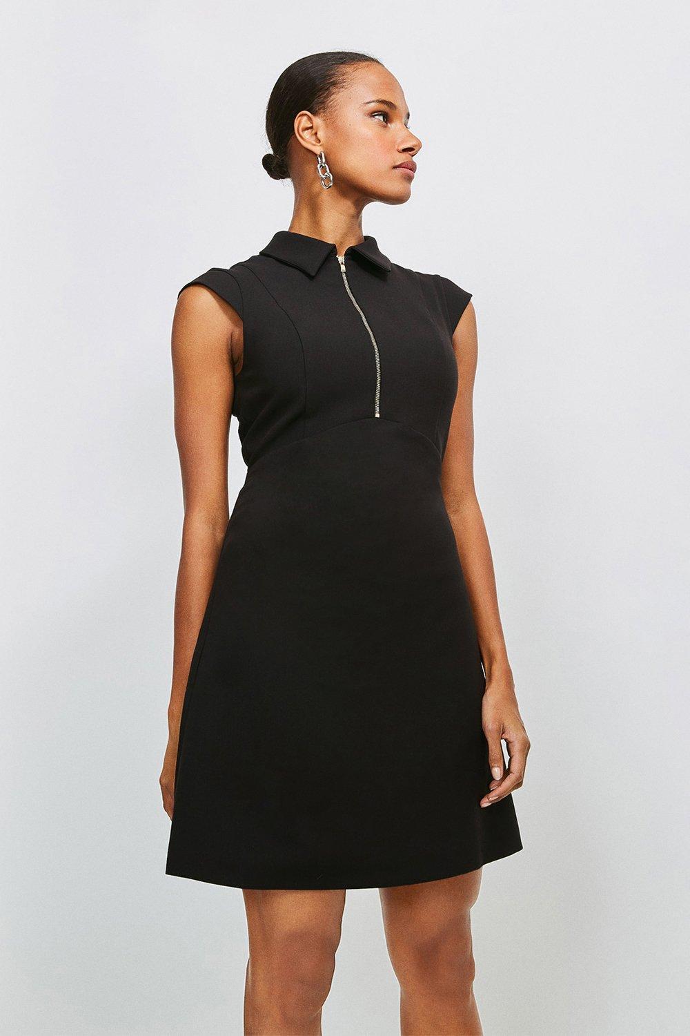 Zip Collar A Line Dress | Karen Millen