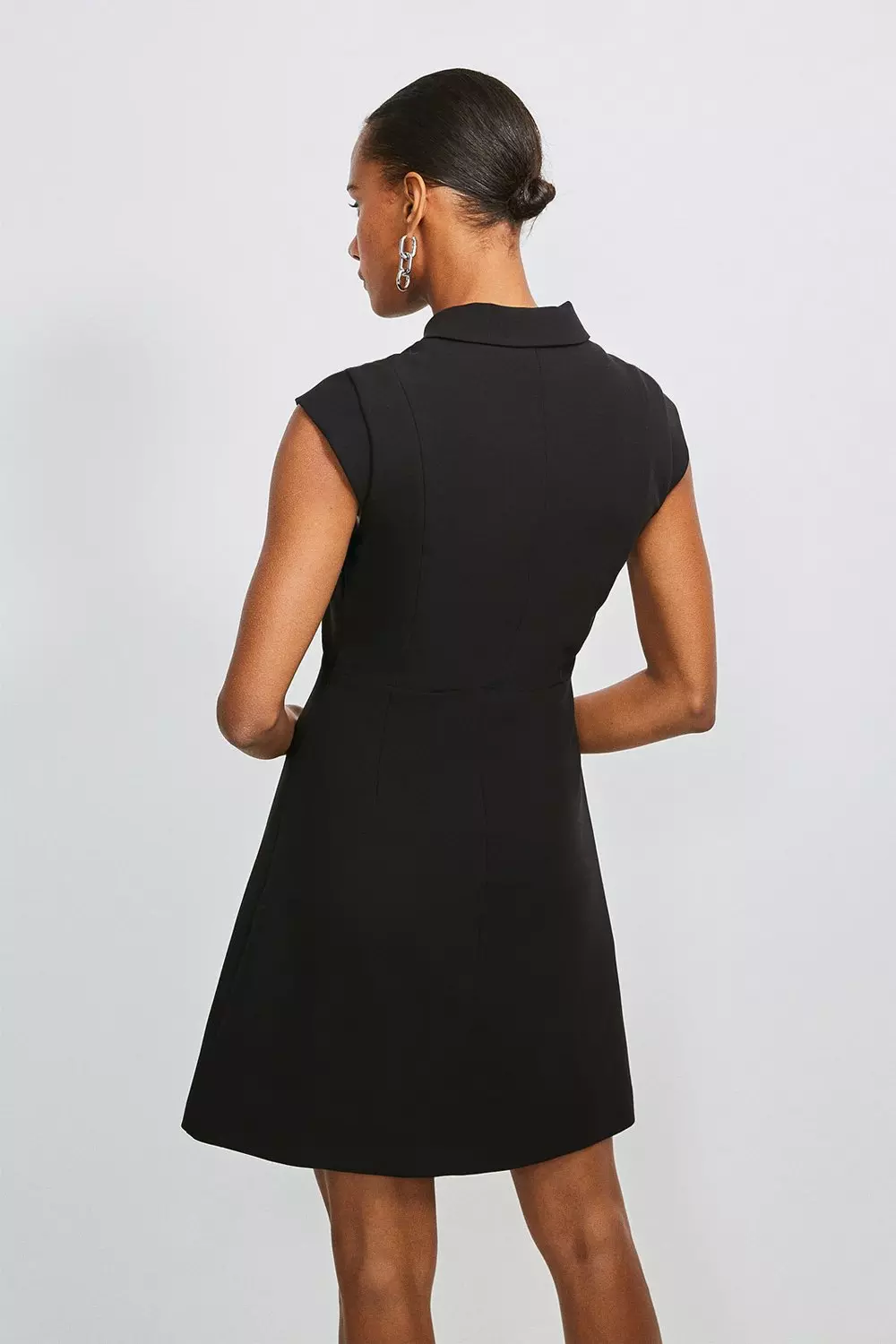 Karen Millen::ジャケット:UK8[RESALE] Drawstring Waist Collared Zip Through Mid Length Jacket