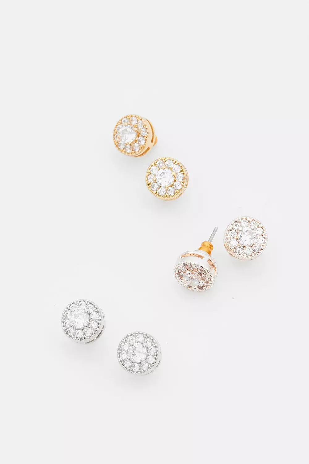 Round Rhinestone Earrings Stud Pack | Karen Millen