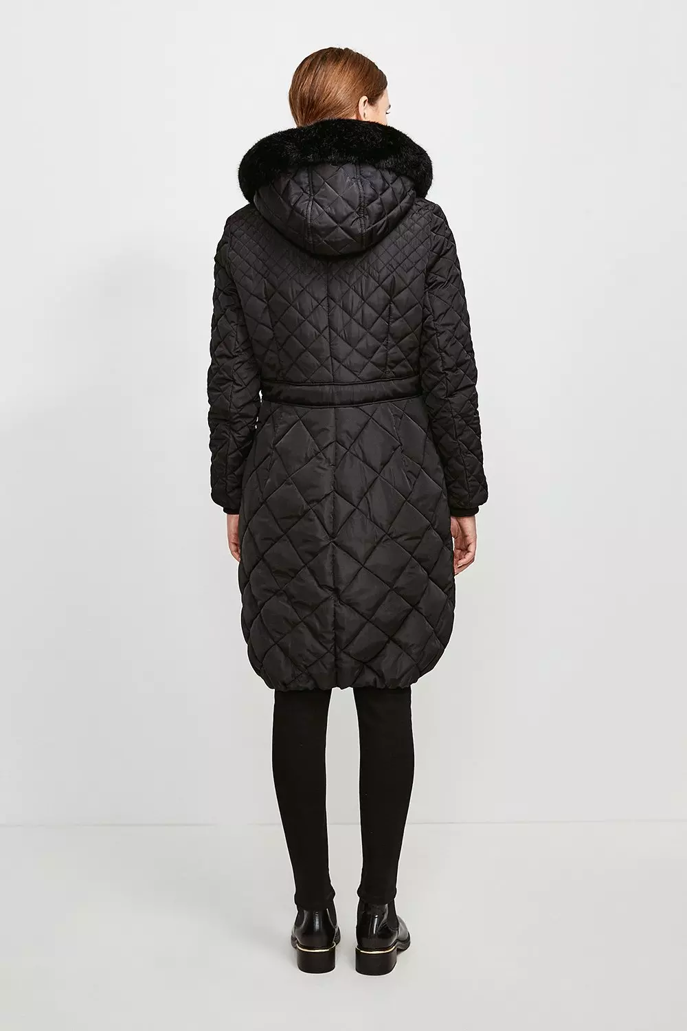 Quilted faux fur hood puffer coat online