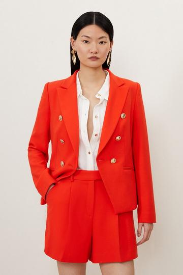 Tailored Button Military Blazer red