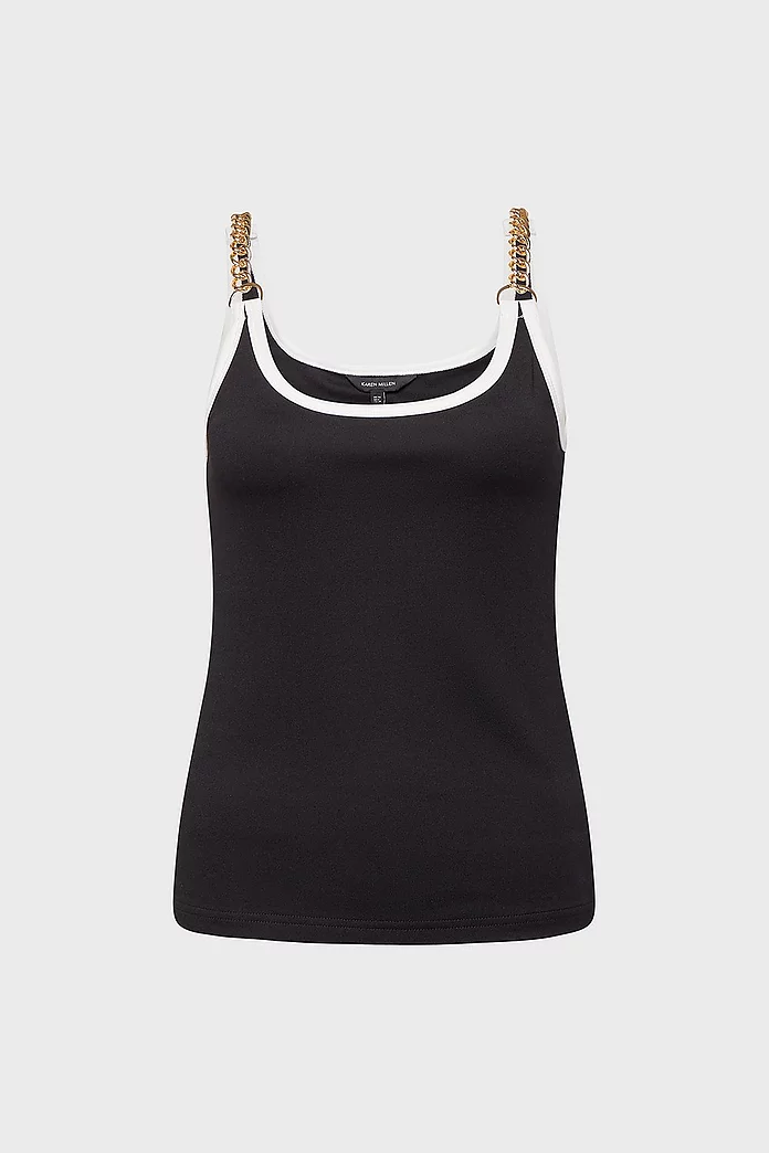 Chain Shoulder Ponte Tank Top | Karen Millen Chain Shoulder Ponte Tank Top | Karen Millen