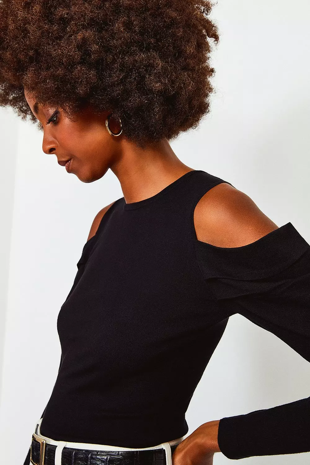 Cold shoulder knit top sale