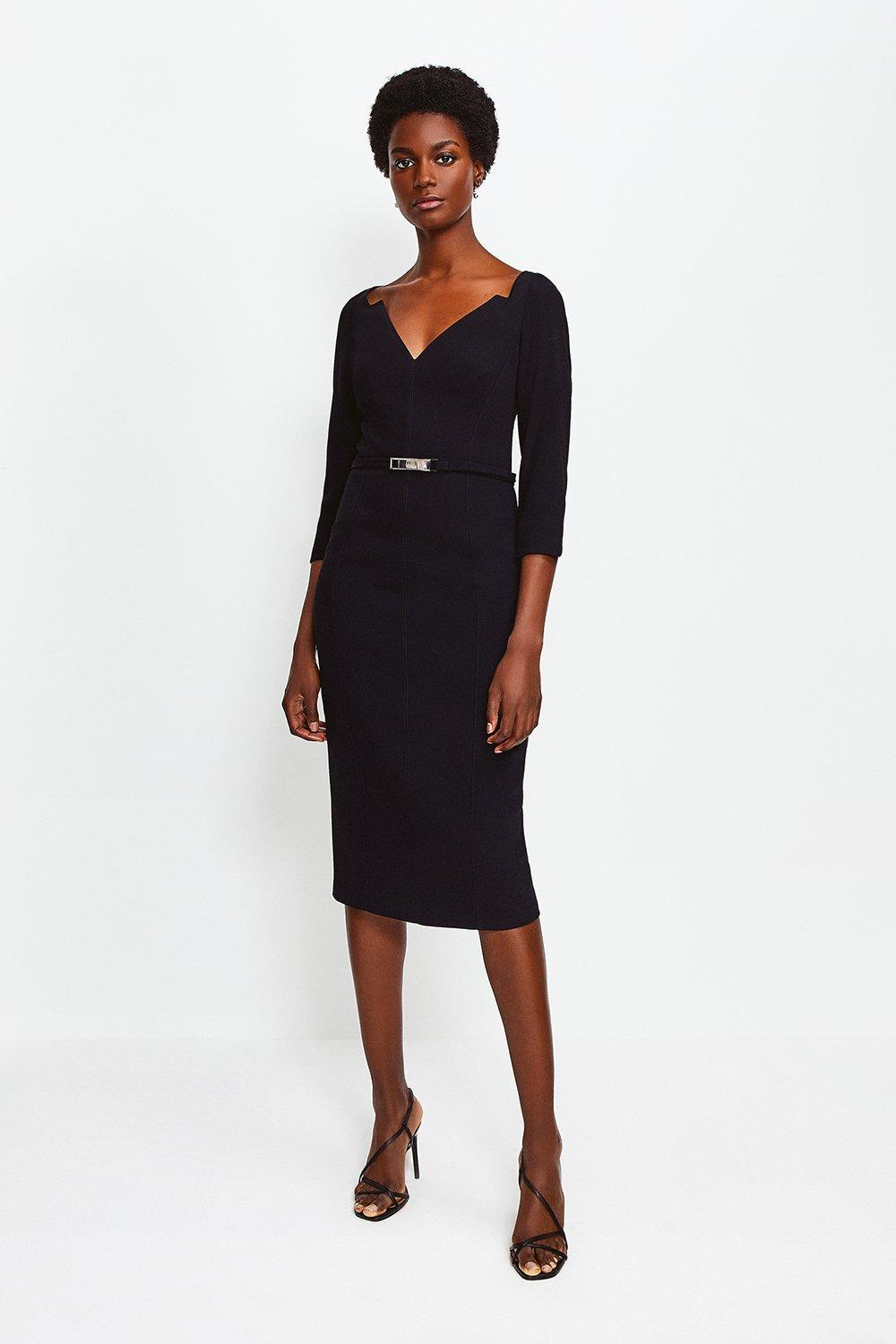 Karen millen black belted dress best sale