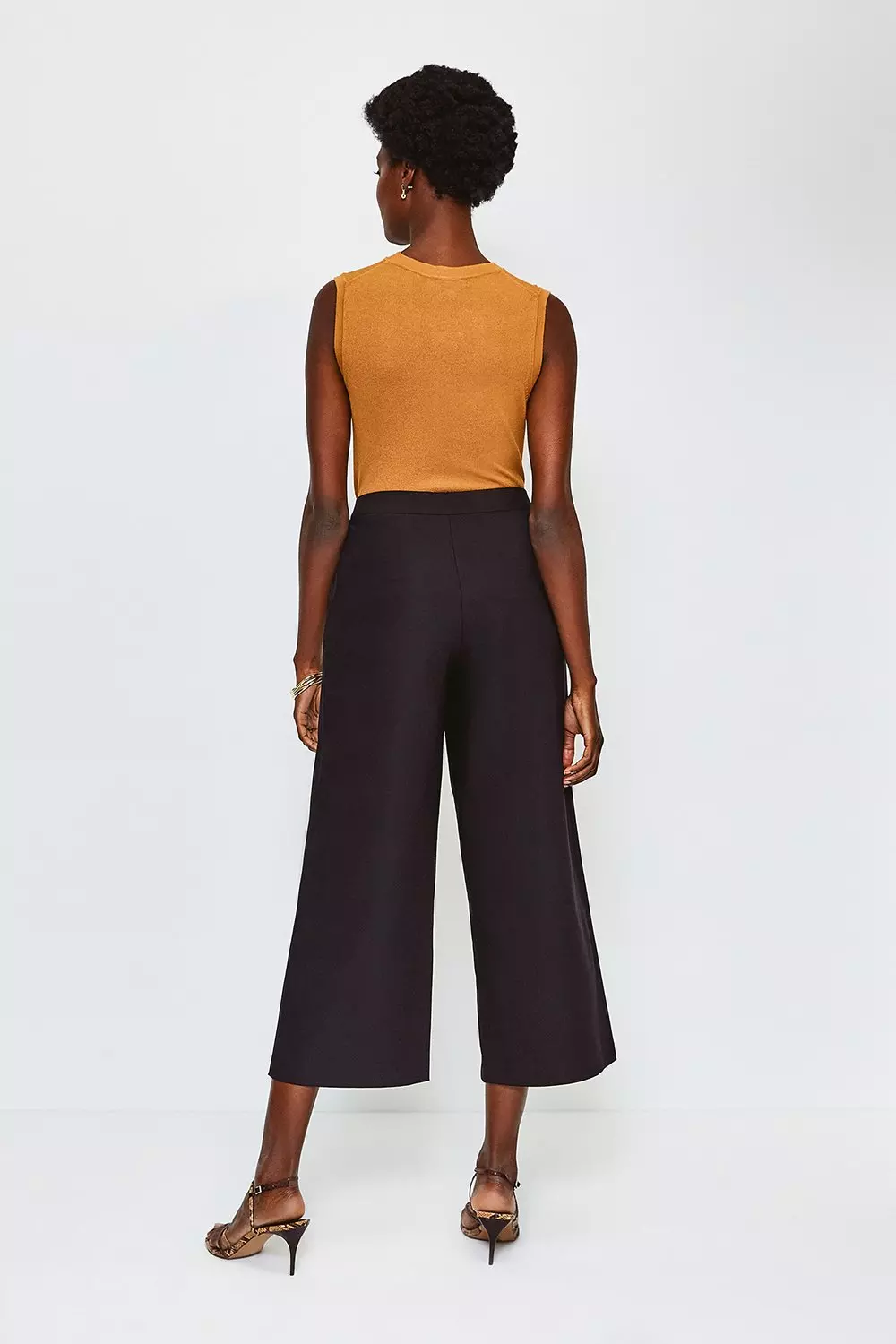 Cropped Cotton Sateen Wide Leg Trousers | Karen Millen