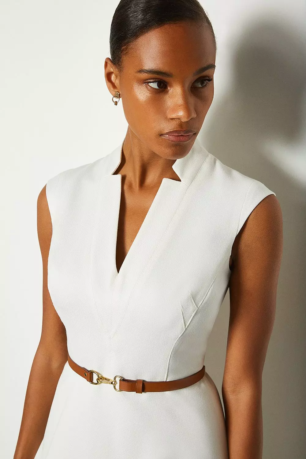 Belted V Neck A Line Dress Karen Millen