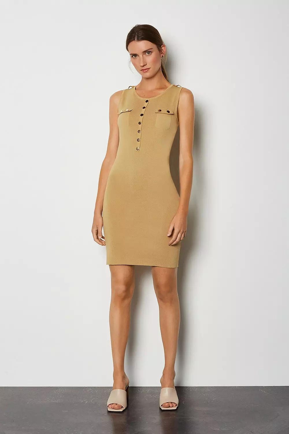 【KAREN MILLEN】メリノウール シルク ニット ドレス camel Merino Wool Dresses | Karen Millen