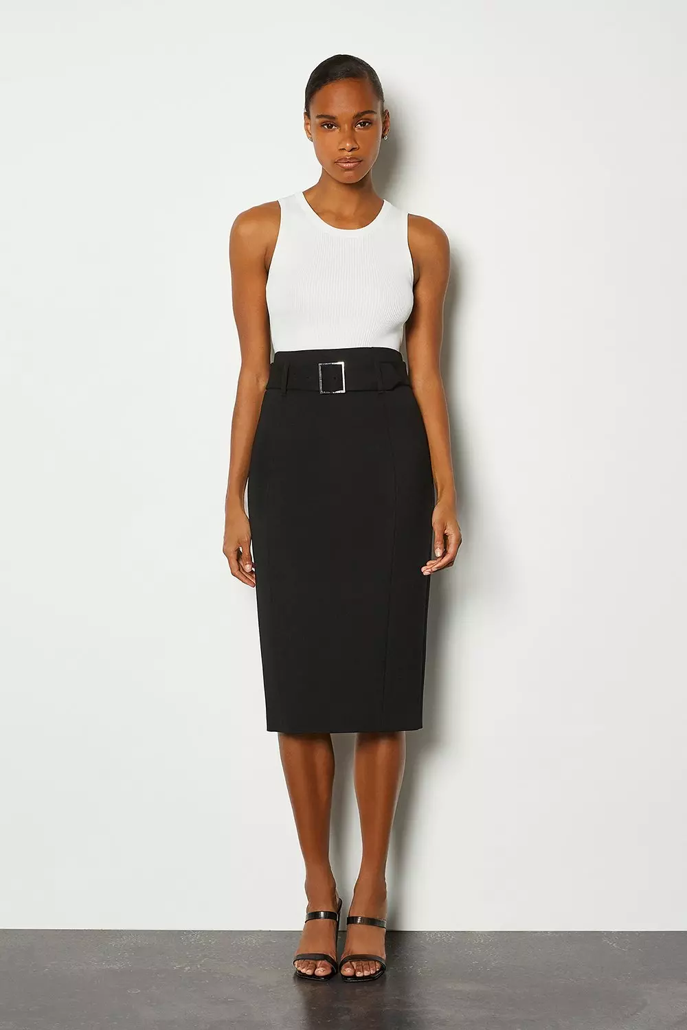 Floral belted pencil skirt hotsell