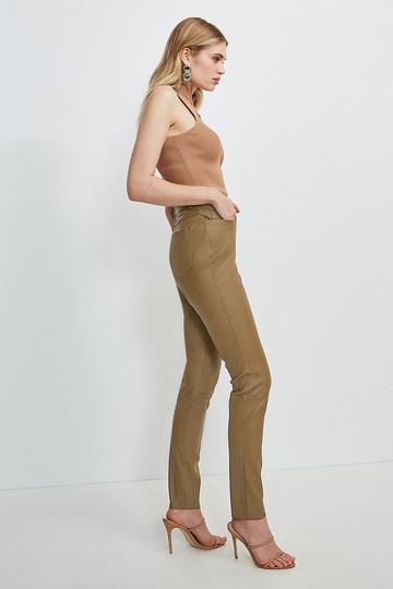 Stretch Leather Five Pocket Jean tan