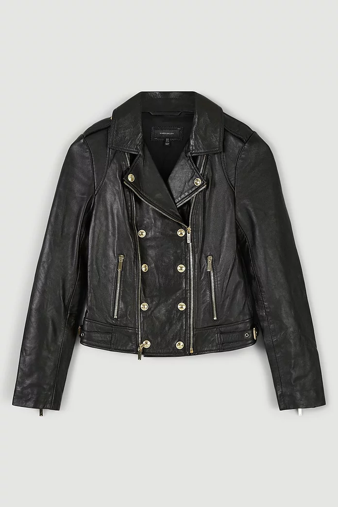 Military Leather Biker | Karen Millen Military Leather Biker | Karen Millen