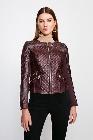 Leather Quilted Moto Jacket fig