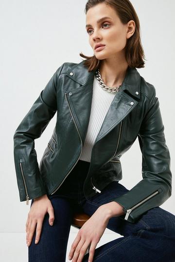 Green Leather Signature Moto Jacket