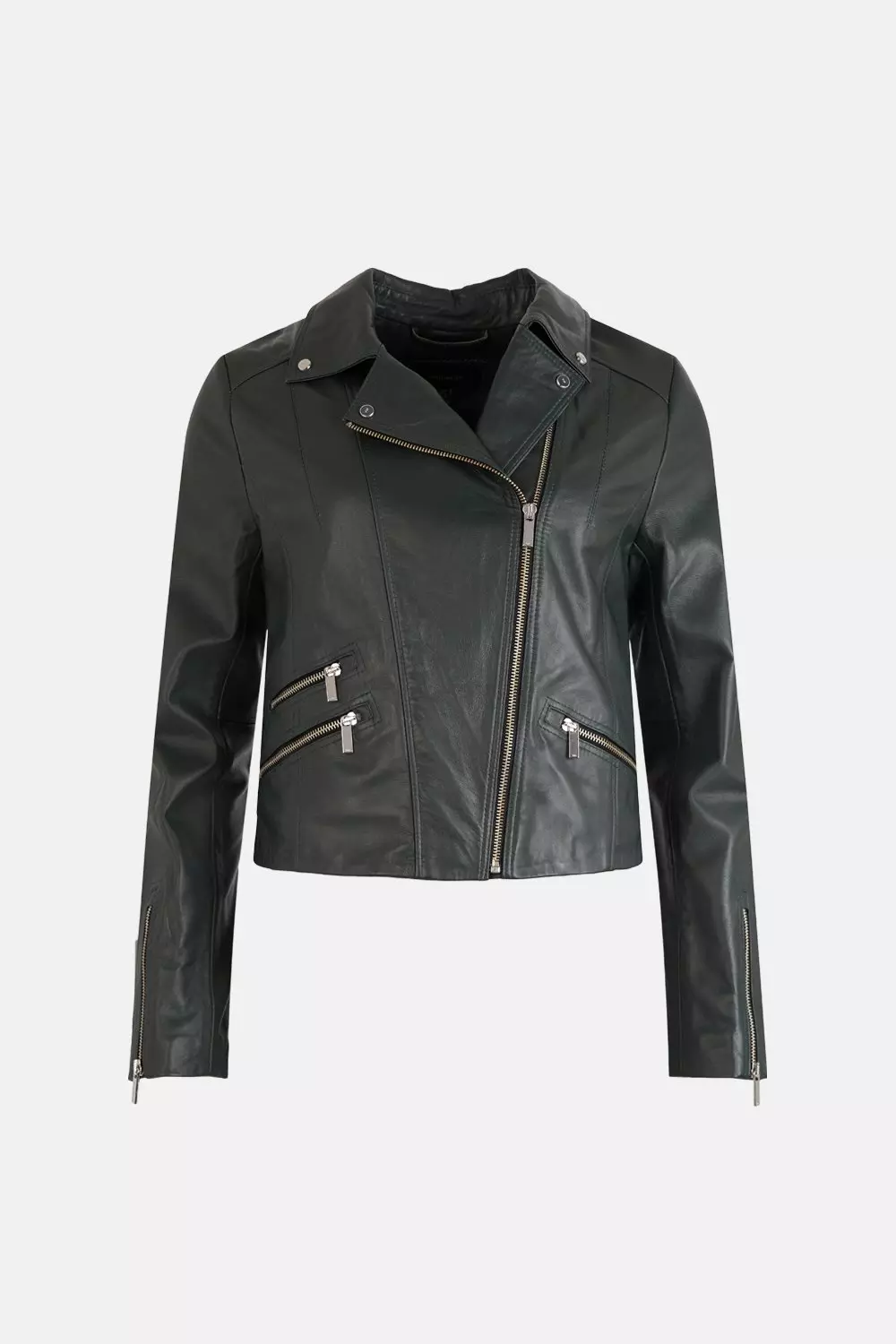 Leather Signature Moto Jacket | Karen Millen