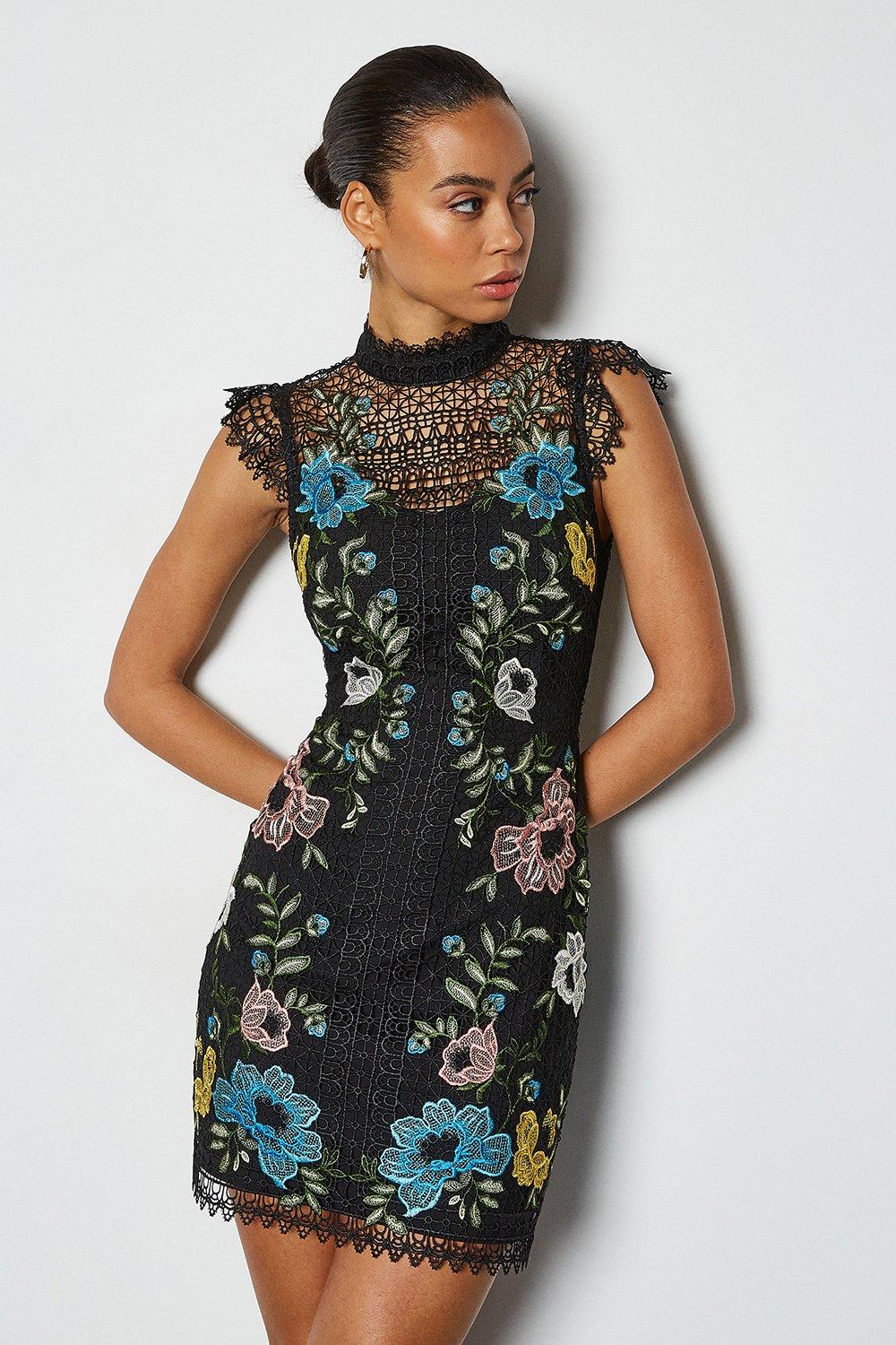 Cutwork Floral Lace Mini Dress | Karen Millen