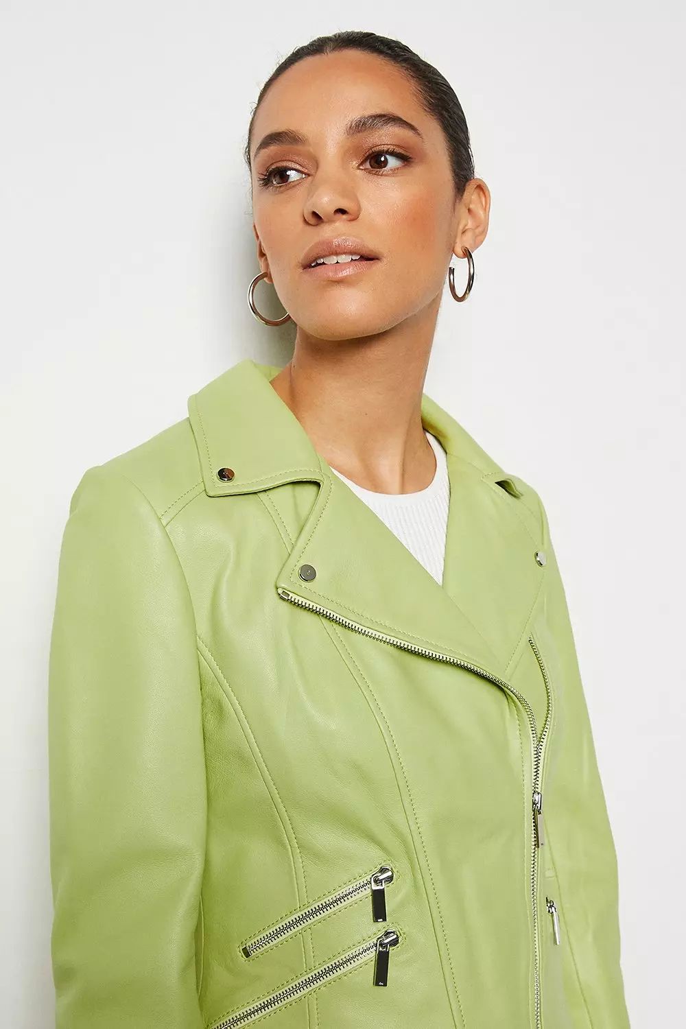 Leather Signature Biker Jacket Karen Millen