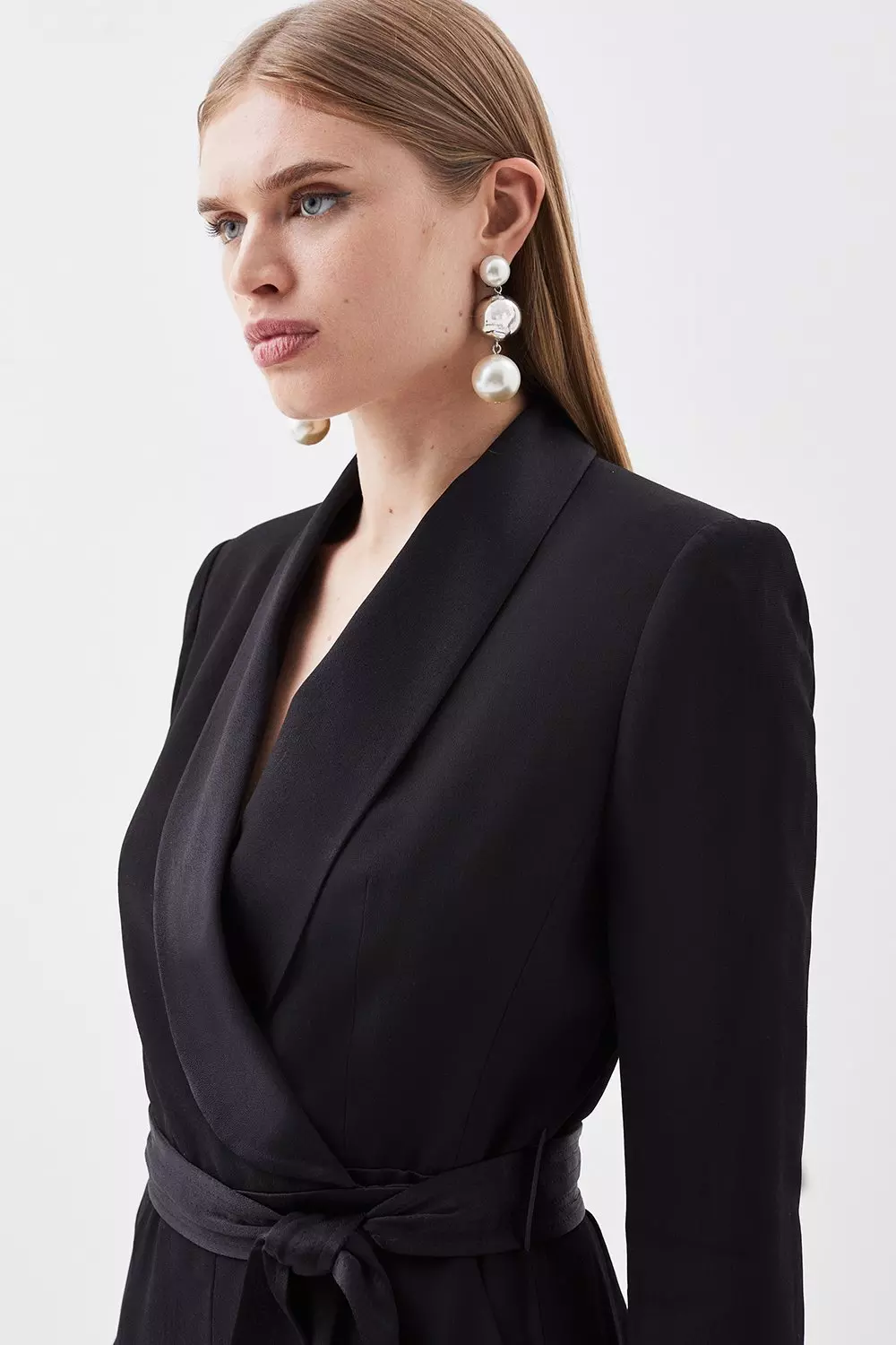 Black Tailored Tuxedo Wrap Playsuit alternative image