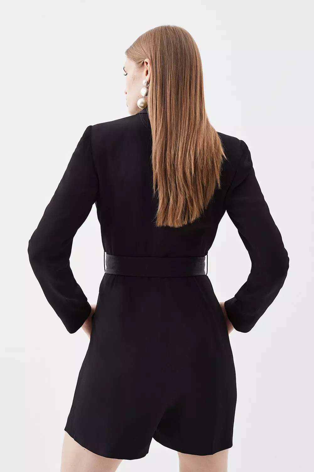 Black Tailored Tuxedo Wrap Playsuit alternative image