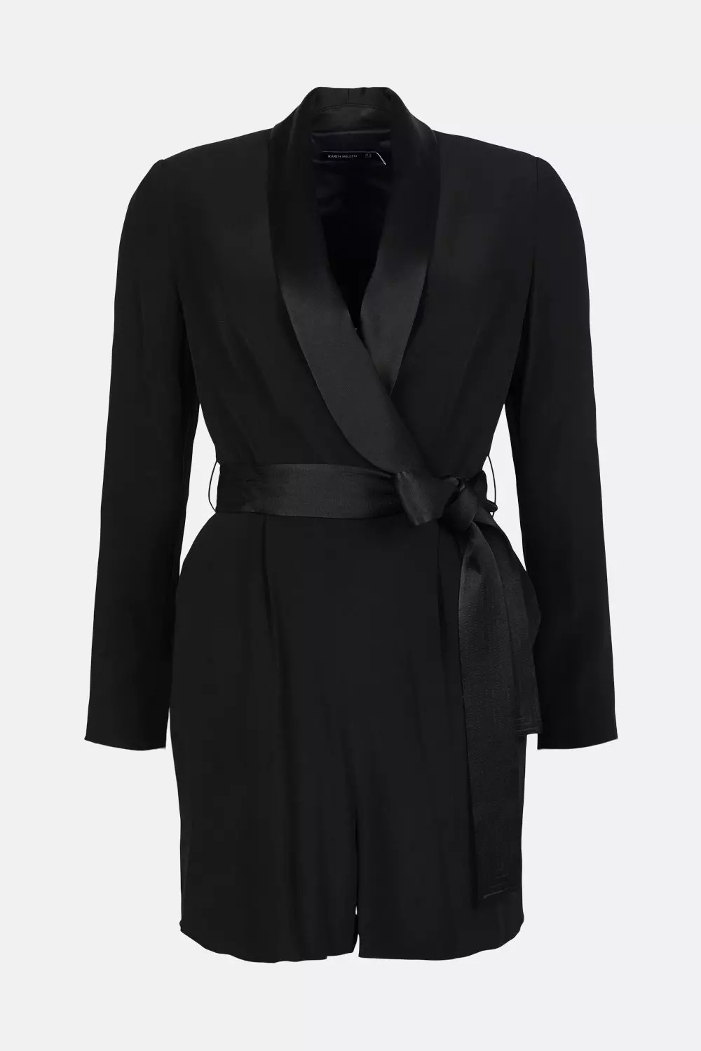 Black Tailored Tuxedo Wrap Playsuit alternative image