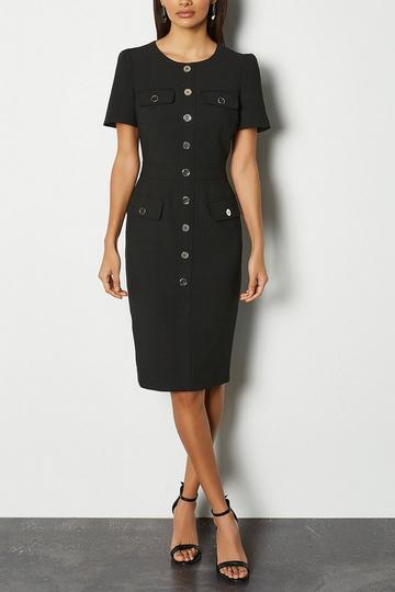 Tailored Utility Midi Dress black