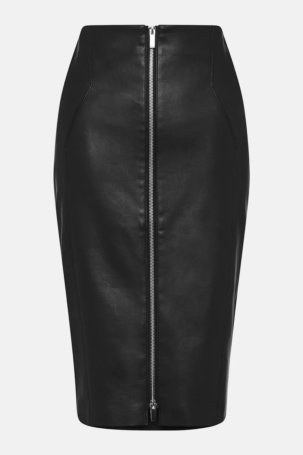 Faux Leather Zip Front Pencil Skirt | Karen Millen