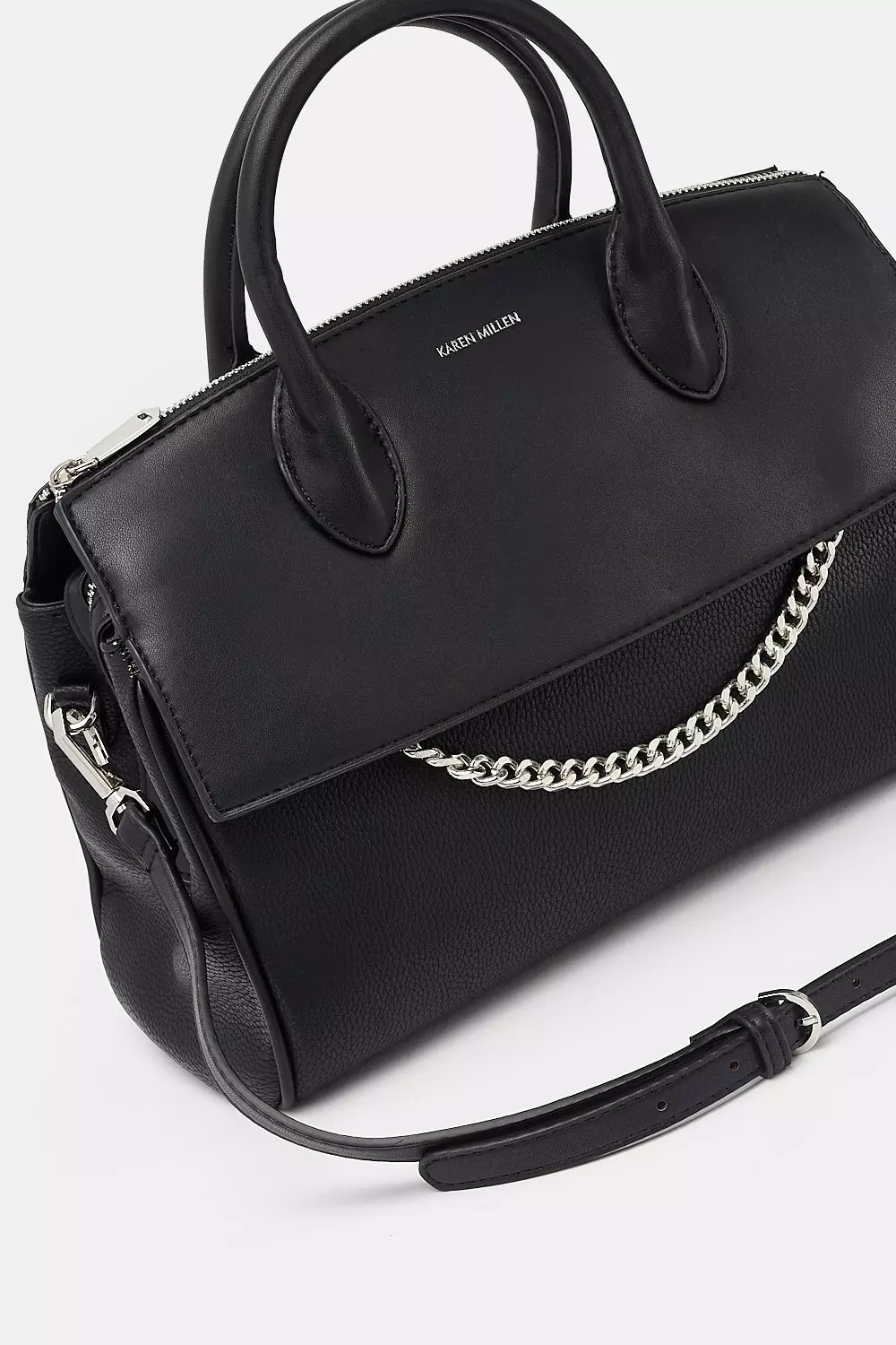 Faux Leather and Chain Detail Bag Karen Millen