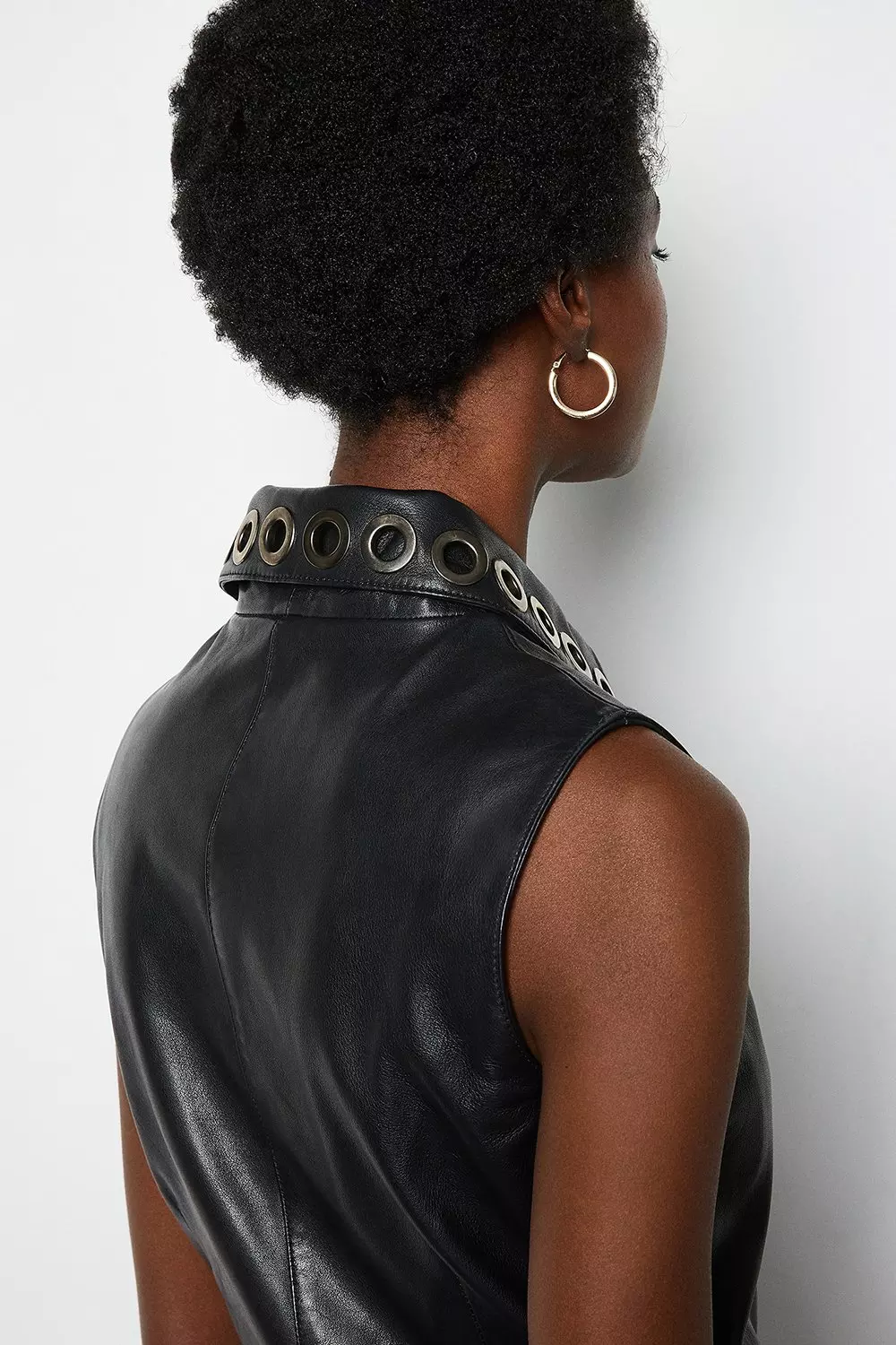 Black Leather Eyelet Mini Dress alternative image